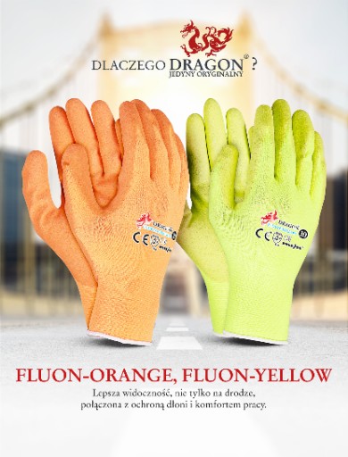 OCHRANNÉ PRACOVNÉ RUKAVICE DRAGON FLUON ORANŽOVÉ, veľkosť 10