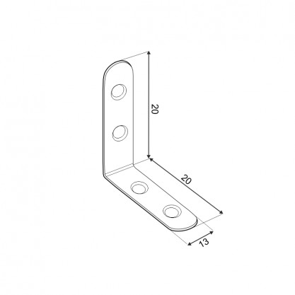 FKW20 MONTÁŽ NÁBYTKU uholník 20x20x13x2mm 4ks