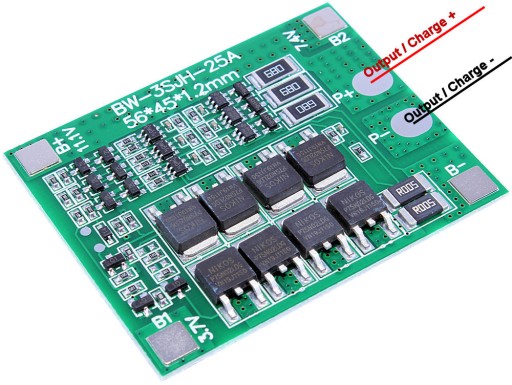 BMS modul 3s 25A Li-ion 18650 10,8V nabíjačka