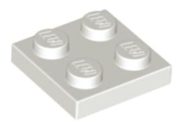 LEGO TANIER 2X2 BIELY Č. 3022 - PRE 10 KS