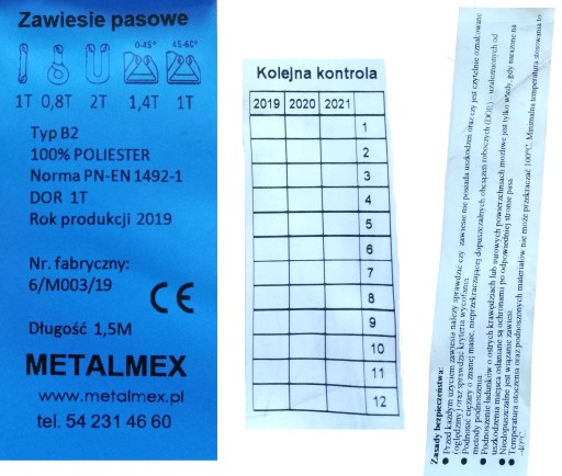 Popruhový záves 1T 1,5M 30mm žeriav