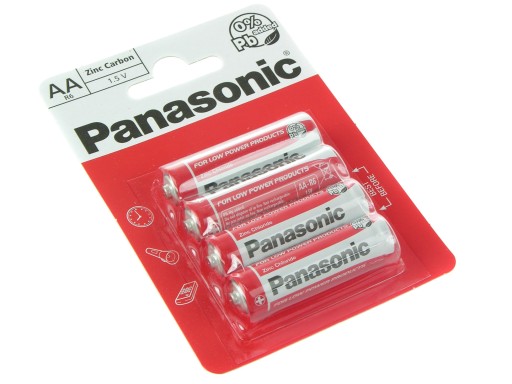 R6 AA BATÉRIA PANASONIC červená, sada 4 ks, blister