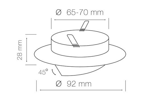 Stropné svietidlo okrúhle 50 mm, nastaviteľné. GU10 BIELA