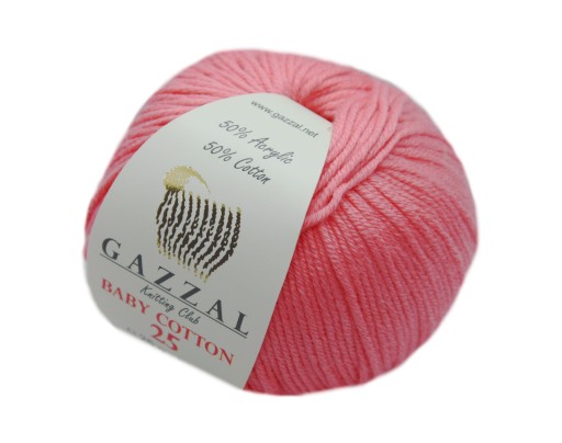 Priadza GAZZAL BABY COTTON '25', farba CORAL 35