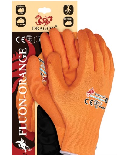 OCHRANNÉ PRACOVNÉ RUKAVICE DRAGON FLUON ORANŽOVÉ, veľkosť 10