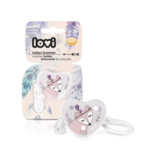 LOVI CHAIN RIBBON klip na cumlík INDIAN SUMMER GIRL PINK FOX 0M