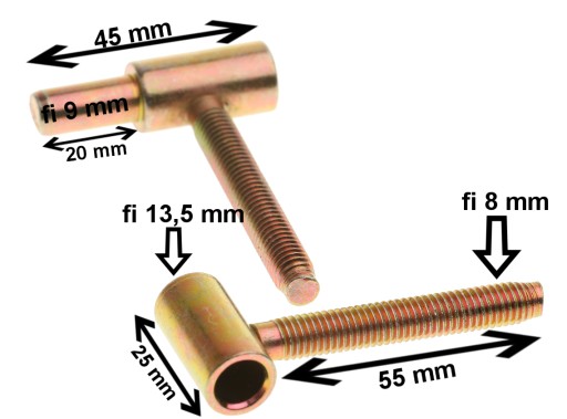 SKRUTKOVANÝ DVEROVÝ PÁN, POZINKOVANÝ, 50 fi 13,5 mm M8