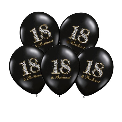 Balóny k 18. narodeninám Brilliant Black - 6 ks