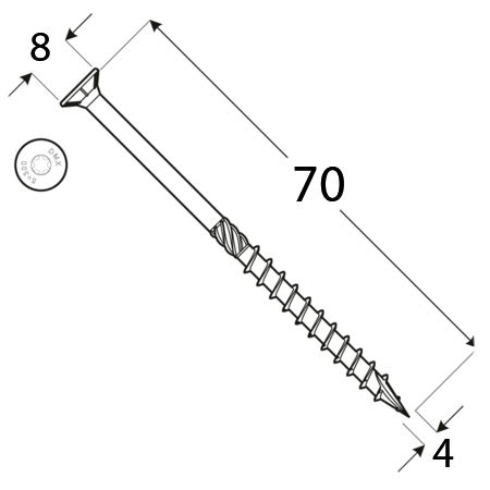 TESÁRSKE SKRUTY DO DREVA 4x70 TORX 200 ks