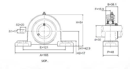 UCP 206 samonastavovacie ložisko v kryte UCP206 30 mm