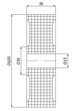 fi 100 VALEC BEZ LOŽISKOV VALCE fi ŠÍRKA 15 MM. 30 mm