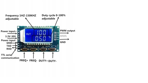 PWM GENERÁTOR 1Hz-150Khz 3,3V-30V LED DISPLEJ