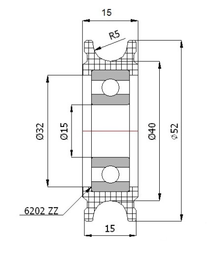 fi 52 VALČEK NA 10 mm KÁBLOVÉ BLOKOVANIE VALEC FI 15