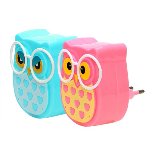 LED nočná lampa OWL svetelný senzor, 3 farby