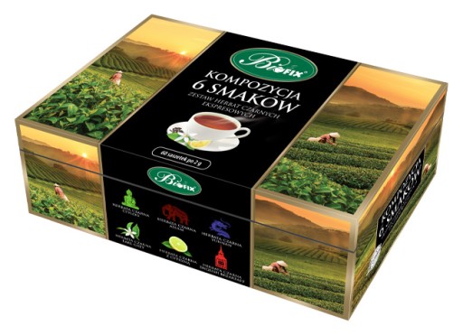 Čierny čaj Biofix, zloženie 6 príchutí Bifix