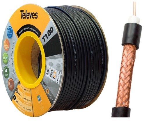 Vonkajší koaxiálny anténny kábel Televes, medený T100 113