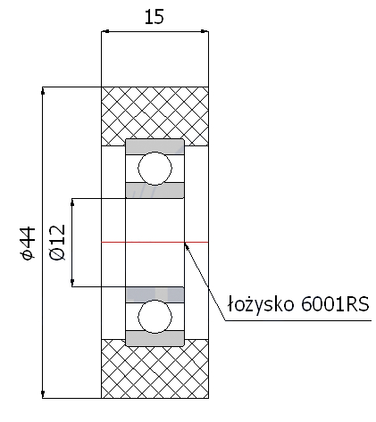 FI 44 POLYURETÁNOVÝ VALEC FI 12 VALEC ŠÍR 15 mm