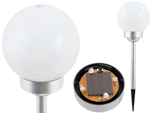 mliečna solárna lampa WHITE BALL 15cm 4 LED P-015