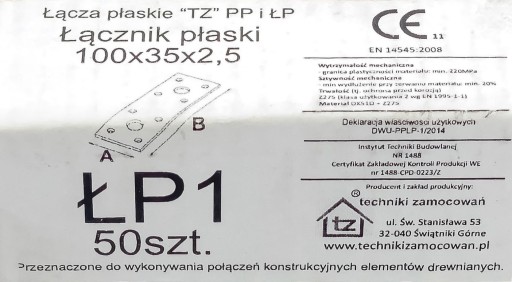 Plochá stolárska spojka ŁP1 100x35x 2,5 mm 1 ks