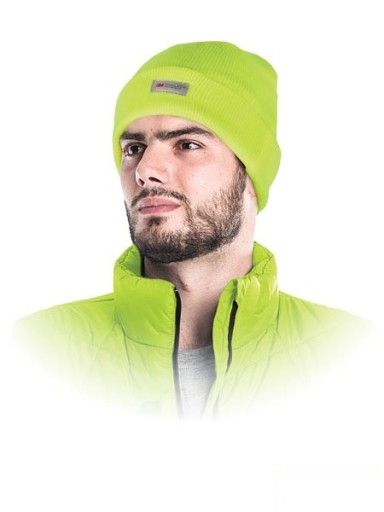 Výstražná fluo zateplená zimná čiapka CZVIS