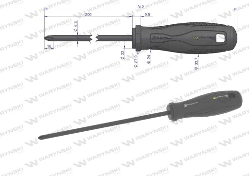 PH2 skrutkovač 200 mm oceľový SVCM WARYŃSKI