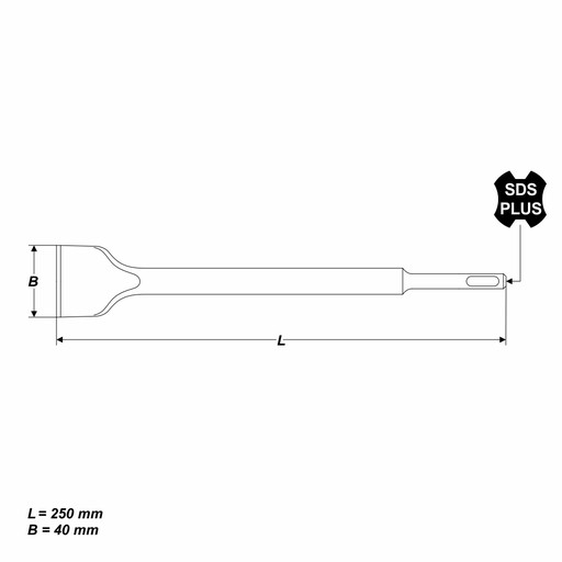 Sekáč SDS-Plus, plochý široký 40 x 25 mm