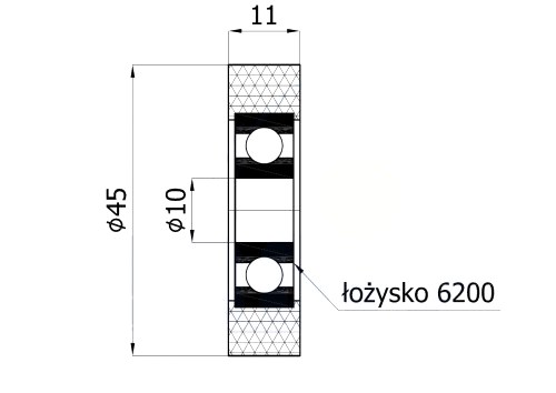 FI 45 POLYURETÁNOVÝ VALEC FI 10 VALEC ŠÍR 11 mm