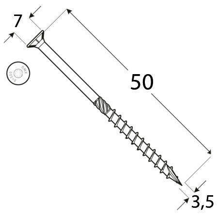 TESÁRSKE SKRUTY NA DREVO 3,5x50 TORX 200 ks