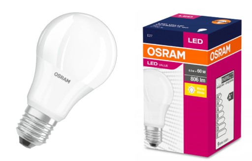 Osram LED žiarovka E27 8,5W=60W 806lm 2700K TEPLOTA