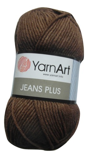100g bavlnená akrylová priadza Jeans Plus 70 hnedá
