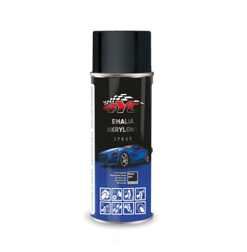 4YC Akrylový lak matný čierny 400ml MAT sprej