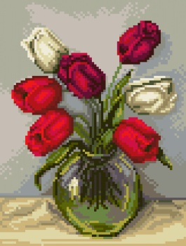 Plátno s potlačou 11ct na krížikové tulipány 5435, 18x24 gobelín