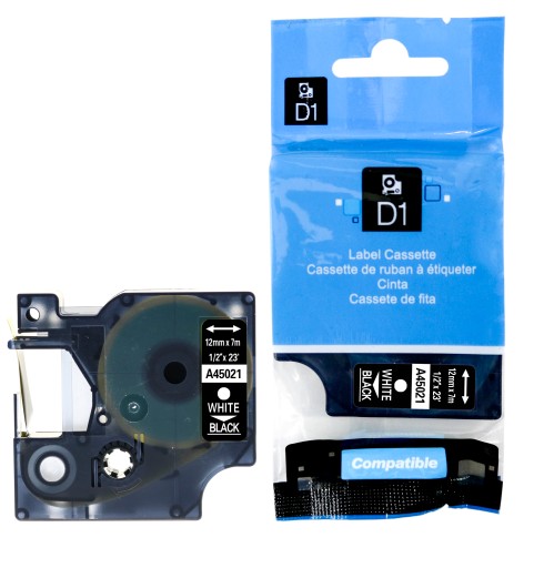 DYMO TAPE D1 45021 12mm ČIERNO/BIELA TLAČ