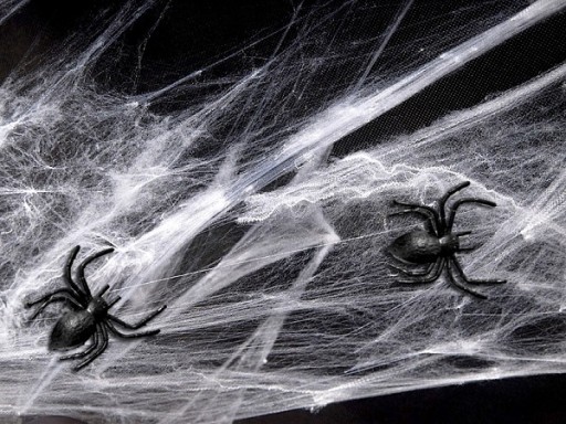 Umelá pavučina biela halloweenska sieť + 2 pavúky