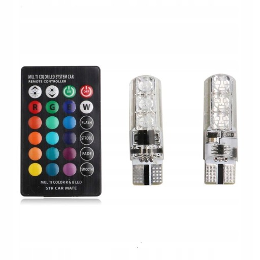 2 W5W LED T10 RGB ŽIAROVKY 16 FAREBNÉ PARKOVACIE DIAĽKOVÉ OVLÁDANIE