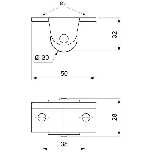 Pevný gumený valček fi 30mm H-32mm nábytkové koliesko