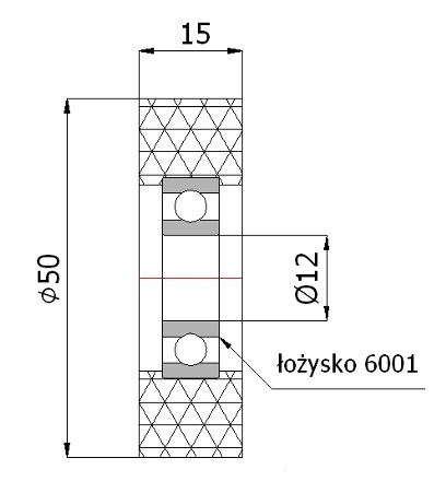 FI 50 POLYURETÁNOVÝ VALEC FI 12 VALEC ŠÍR 15 mm