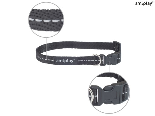 amiplay Reflective S reflexný golier, čierny