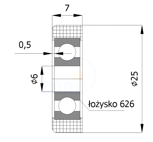 fi 25 POLYAMIDOVÝ VALEC S LOŽISKOM FI 6 30 KG