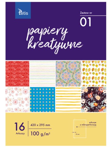 KREATÍVNY PAPIER 420X295 SADA ČÍSLO 01 TETIS
