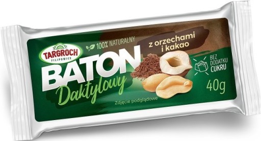 Targroch Datlová tyčinka s orechmi a kakaom 40 g Sušené ovocie 100% NATURAL
