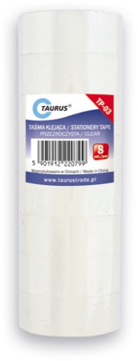Lepiaca páska 19mmx33m priehľadná Taurus - 8 ks