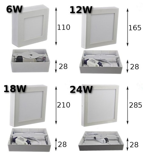 POVRCHOVÝ ŠTVORCOVÝ LED PANEL, 6W NEUTRÁLNA PLATŇA