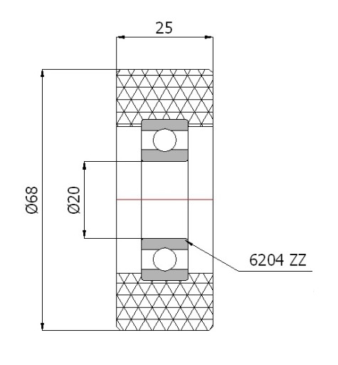 VALCE VALCE fi 68mm TLAKOVÉ VALCE šírka 25mm