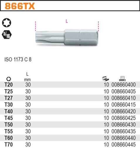 TORX Skrutkovací BIT 5/16'' T50 BETA 866TX/50