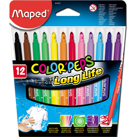 Značky MAPED, školské značky, 12 intenzívnych farieb