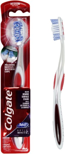 Stredná zubná kefka Colgate Optic White 360