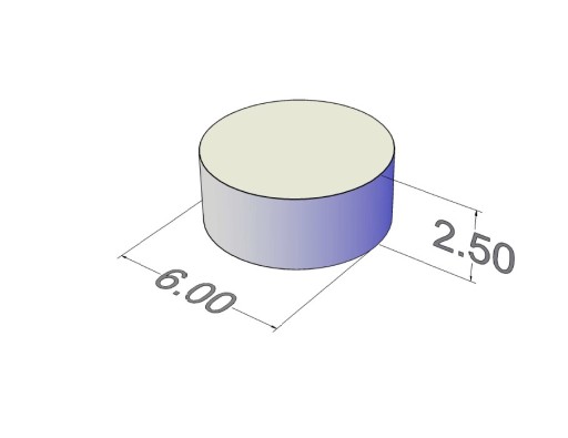 Cylindrický neodymový magnet MW 6x2,5 mm N38 3 ks.