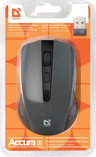 Defender ACCURA MM-935 optická bezdrôtová myš 1600dpi 4P šedá