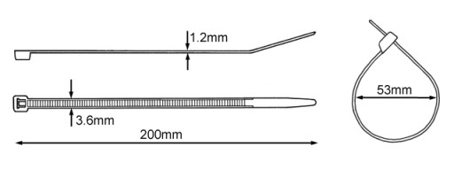 Sťahovací pásik 200/3,6mm biely 100 ks